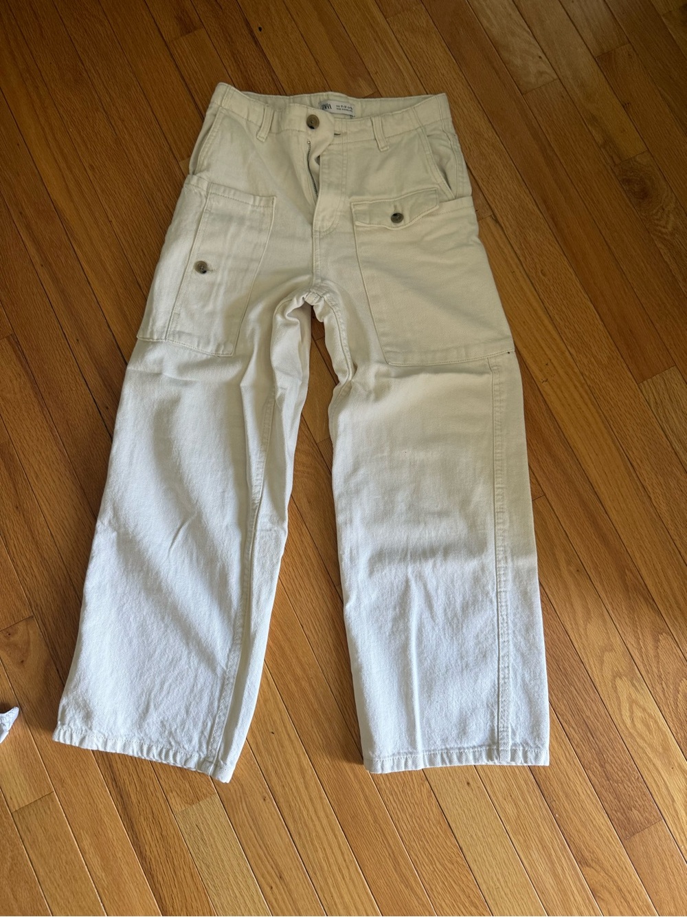 Zara Kids Cream Workwear-Style Jeans